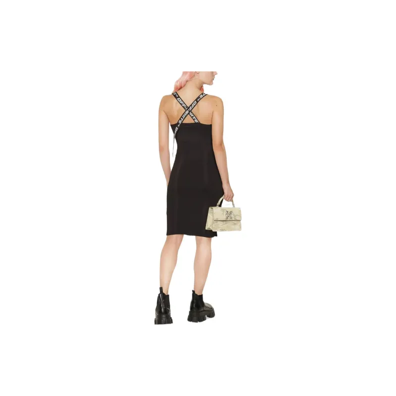 OFF WHITE Logo Straps V neck Mini Dress-1