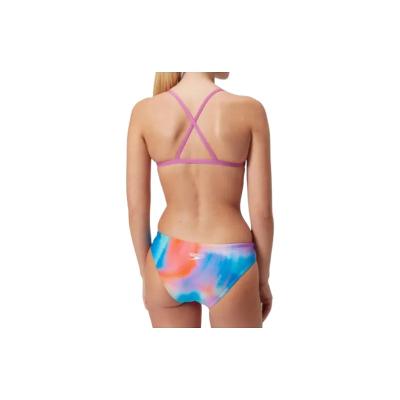 Speedo Women's Club Training Allover Digital Hipster Brief Bikini Two-Piece Swimsuits Women's Pink/Yellow-4