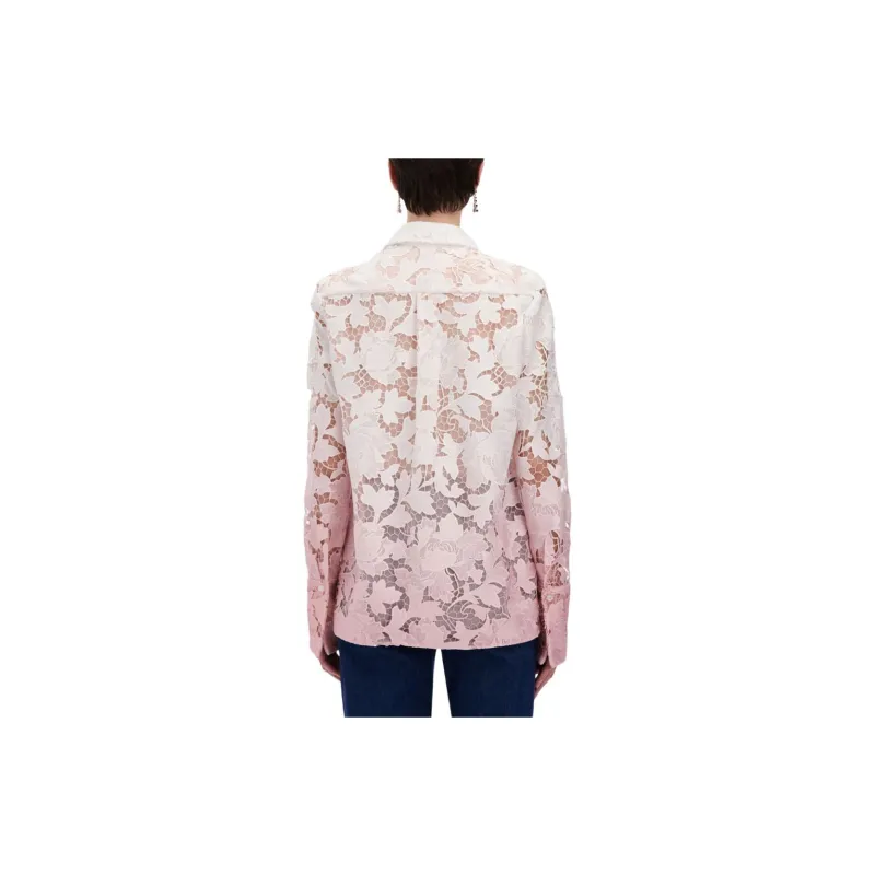 Oscar De La Renta Ombré Peony Guipure Blouse-2