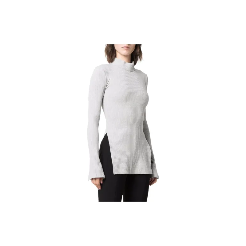 Helmut Lang Mock Neck Ribbed Knit Top-3