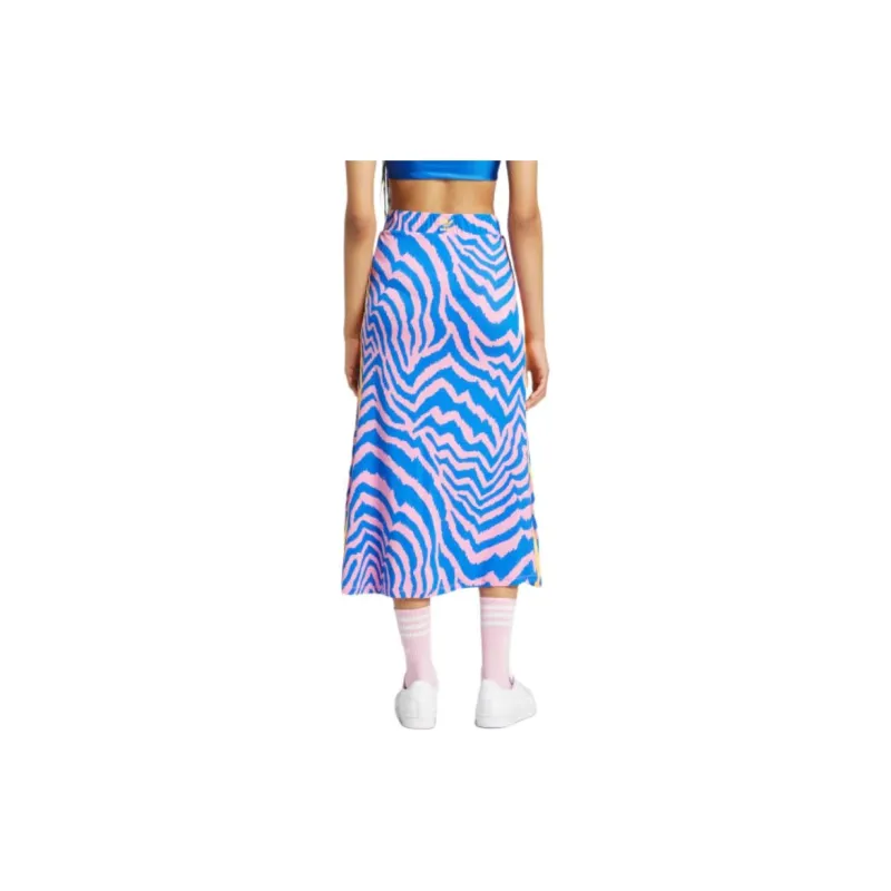 Adidas Originals x FARM RIO SS24 STRIPES MAXI SKIRT Casual Long Skirts Women's Pink-3