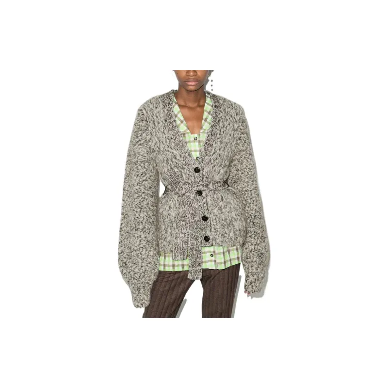 GANNI SS22 Knitted Fabric Cardigan Spring Autumn And Winter Women's Light Gray-2