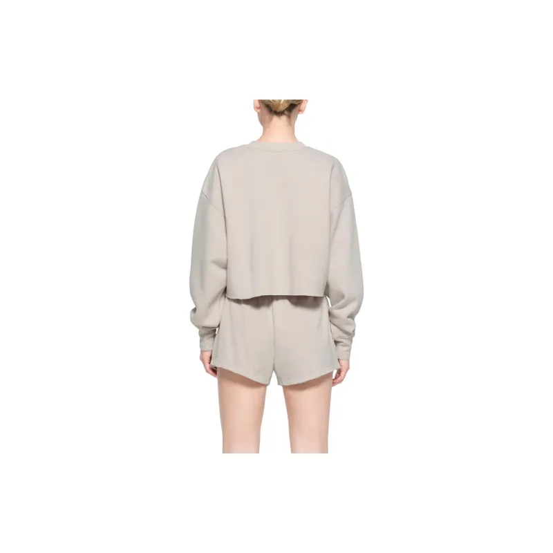 SKIMS COTTON FLEECE CROPPED CREWNECK Sweatshirt Women's STONE/Stone Color-2