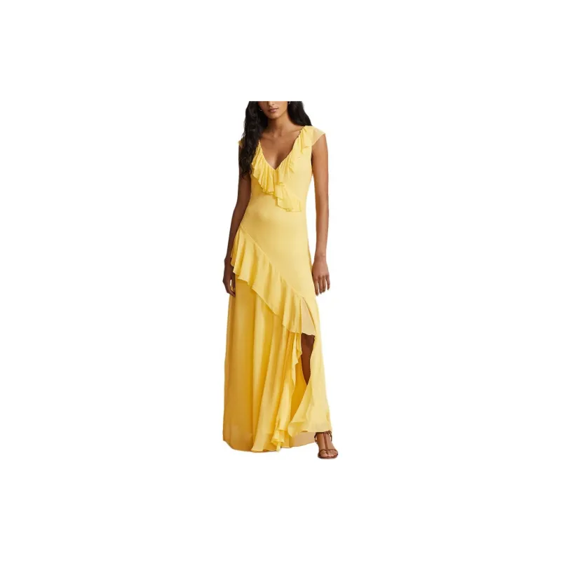 Polo Ralph Lauren Ruffle detailing Chiffon Maxi Dress-2