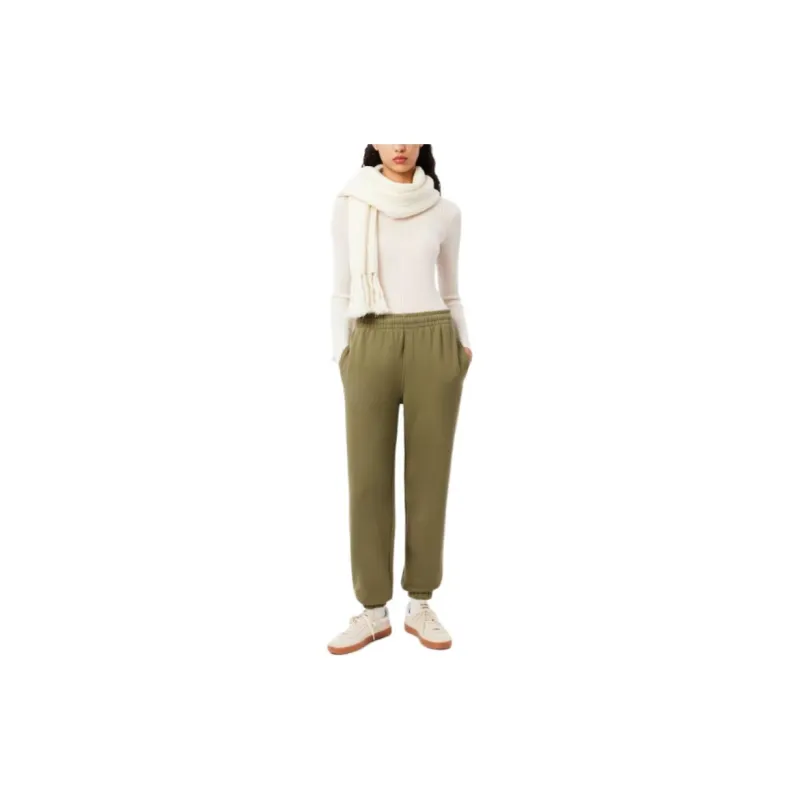 LACOSTE Knitted Sports Pants Women's Khaki Green-1