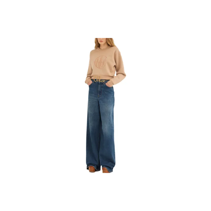 Chloé Logo Embroidered Knit Cropped Jumper-1