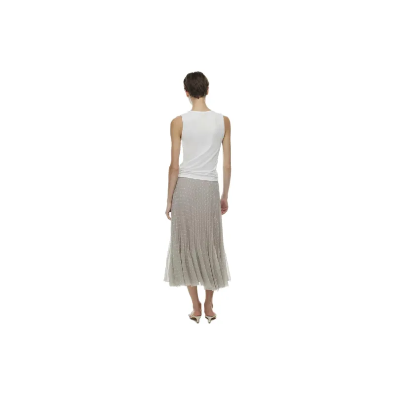 ARITZIA Wilfred New Twirl Pleated Skirt Casual Long Skirts Women's Ashen Light Birch/Grayish Birch Wood Color-2