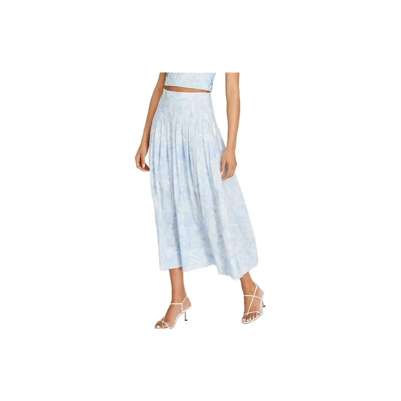 CLUB MONACO Casual Long Skirts Women's Blue White Print-2