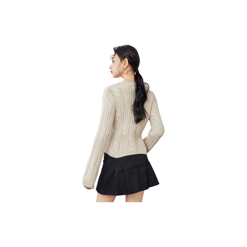 A21 Sweater Women's White Khaki-5