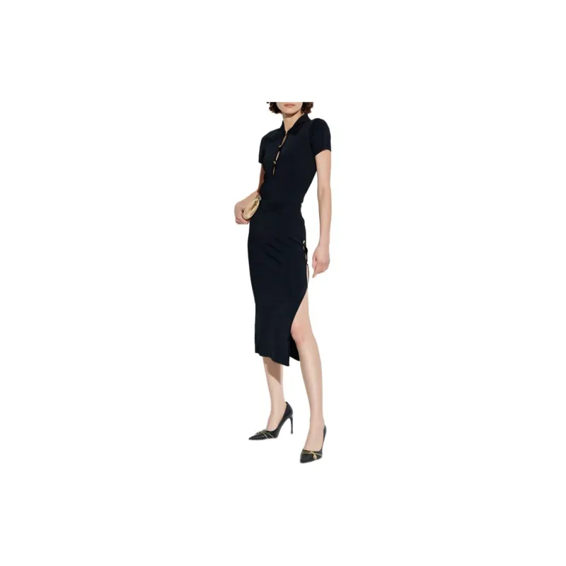 VERSACE JEANS Decorative Button Knitted Midi Skirt-3