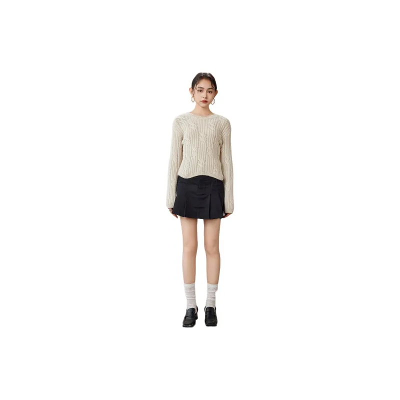 A21 Sweater Women's White Khaki-2
