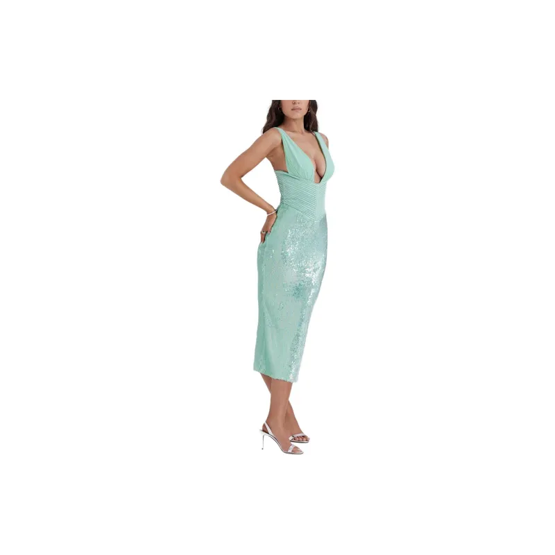 HOUSE OF CB THALA Slip Dress Women's SEAFOAM/Seafoam Green-4
