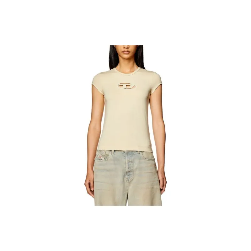 DIESEL Regular T Shirt Women's Beige Yellow-3