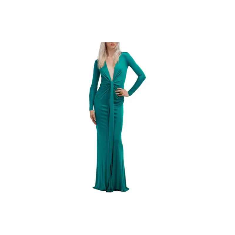 Roberto Cavalli Plunging ConcealedV neck Gown-1