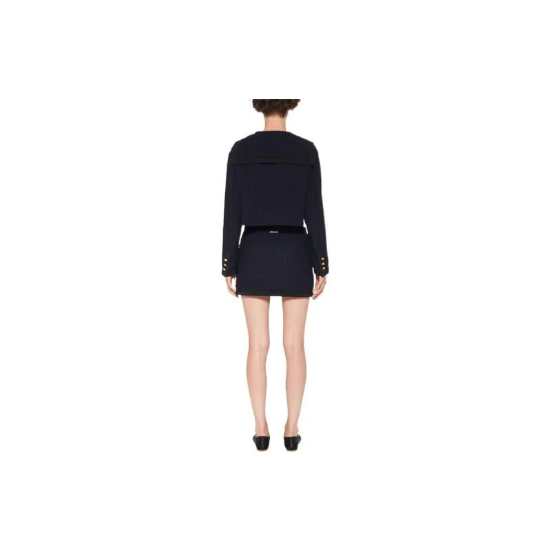 MIU MIU SS23 Cropped Coat Women's Navy Blue-2