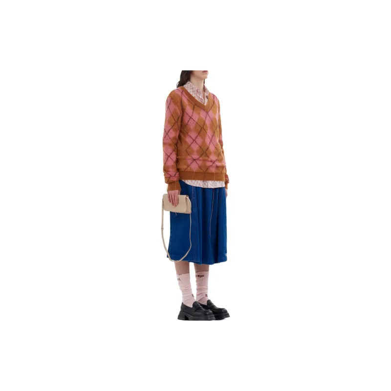MARNI Argyle Check-Pattern Distressed Knitted Jumper-2
