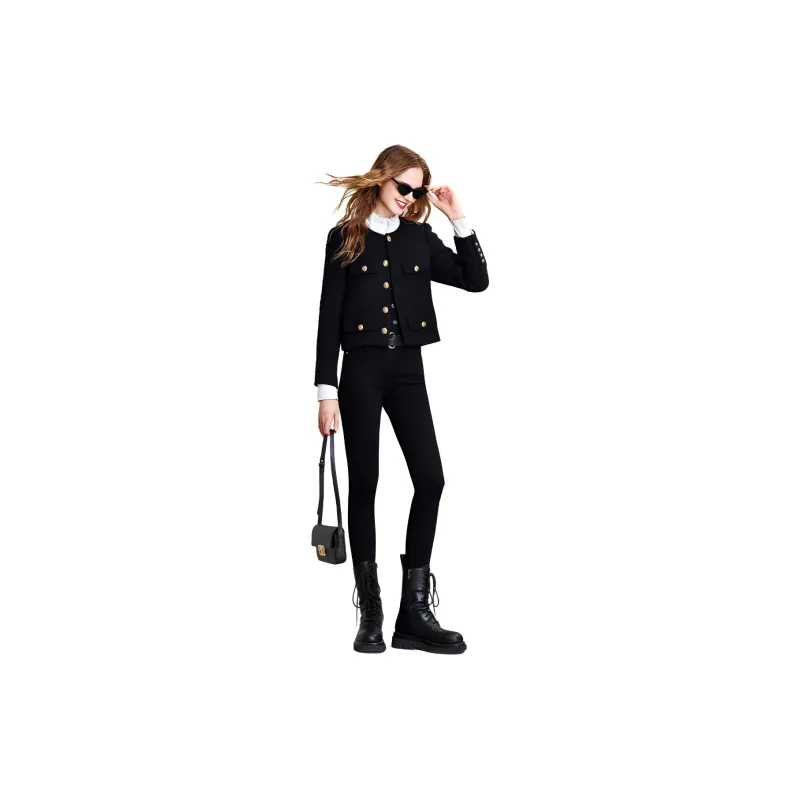 HAVVA Velvet feel Coat Women's Black-1