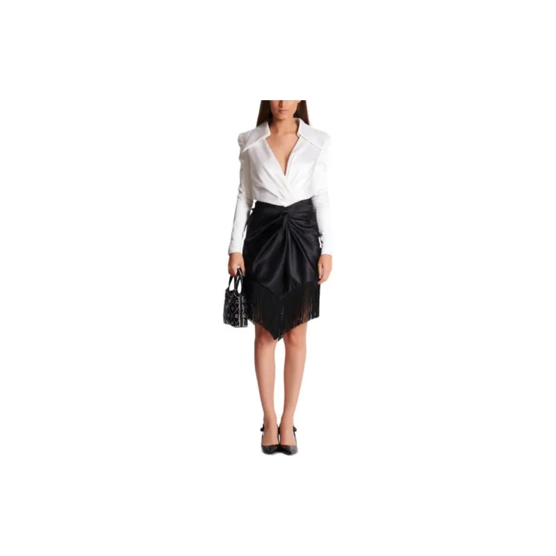 BALMAIN Long Sleeved Dresses Women's White-1
