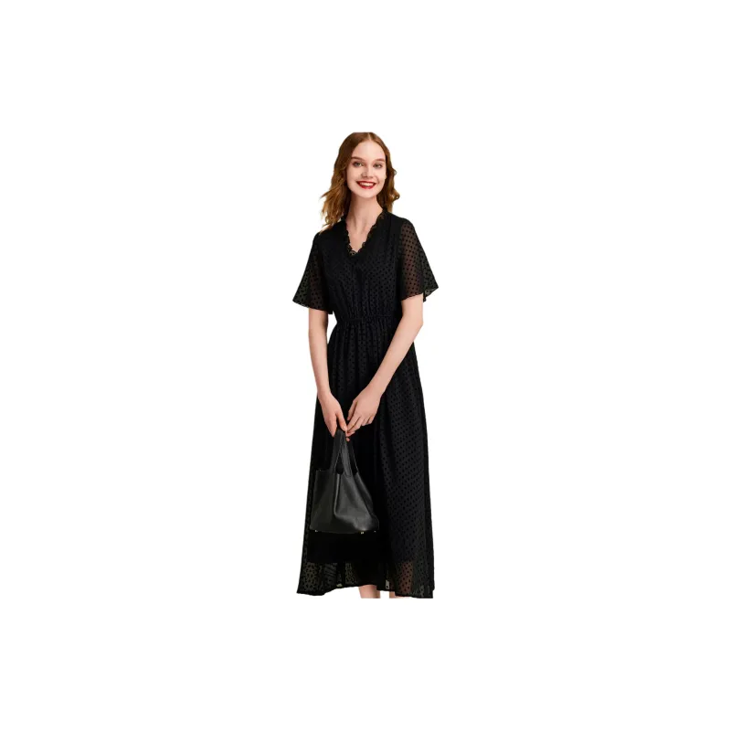 HAVVA Short Sleeved Dresses Women's Black-1