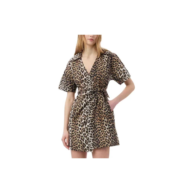 GANNI Leopard Printed Wrap Mini Dress-5