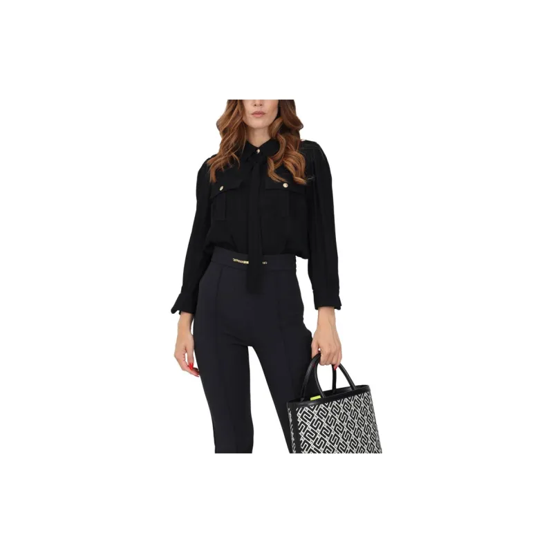 Elisabetta Franchi Long Sleeved Tied Neck Shirt-1