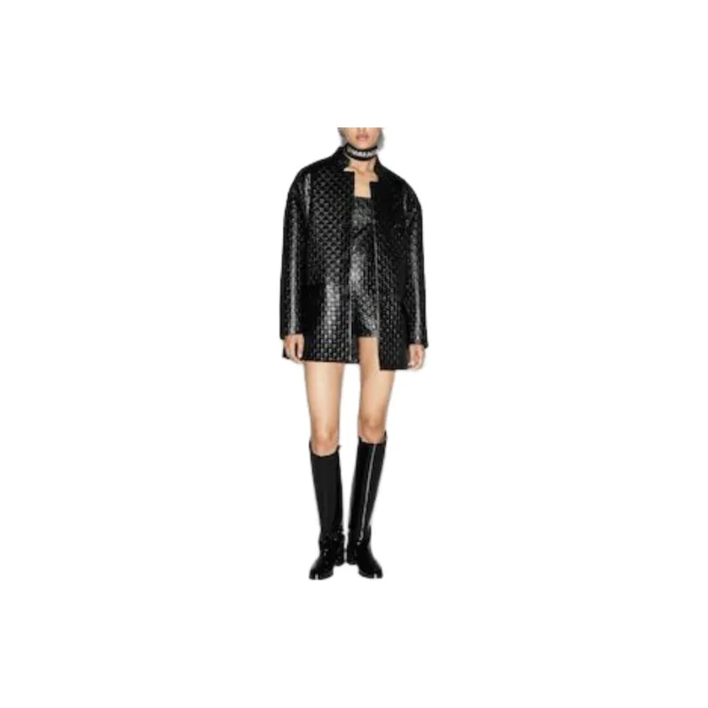 GUCCI Gg Embossed Leather Jacket-1
