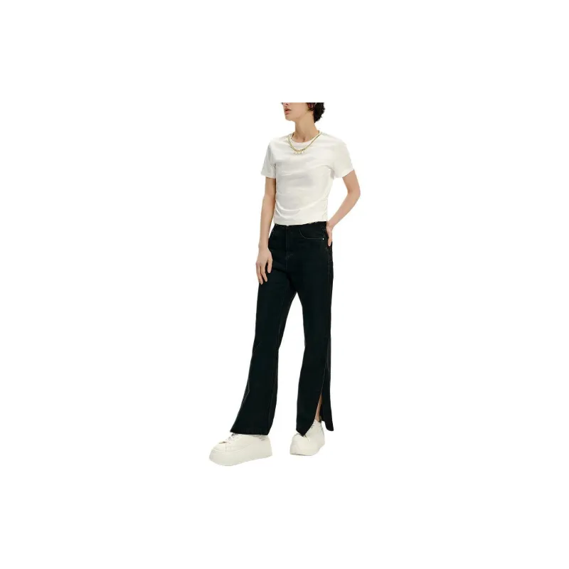 KARL LAGERFELD Logo Print Crew Neck Pullover Short Sleeved T Shirt Women's White-3