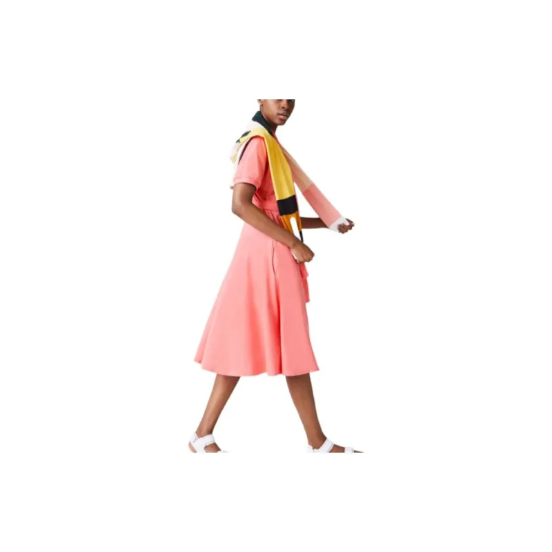 LACOSTE Short Sleeved Dress Women's Pink-3
