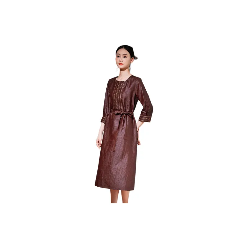 Hang Yi Court Long Sleeved Dress Women's Red-3