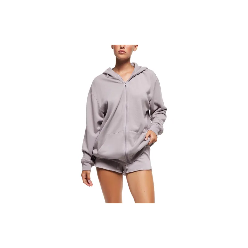 SKIMS SS24 Summer Collection FRENCH TERRY OVERSIZED ZIP UP HOODIE Sweatshirt Women's OYSTER/Shell Color-1