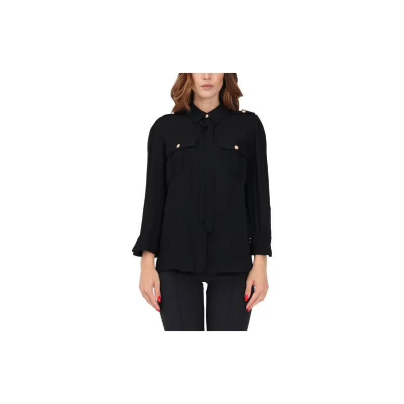 Elisabetta Franchi Long Sleeved Tied Neck Shirt-3