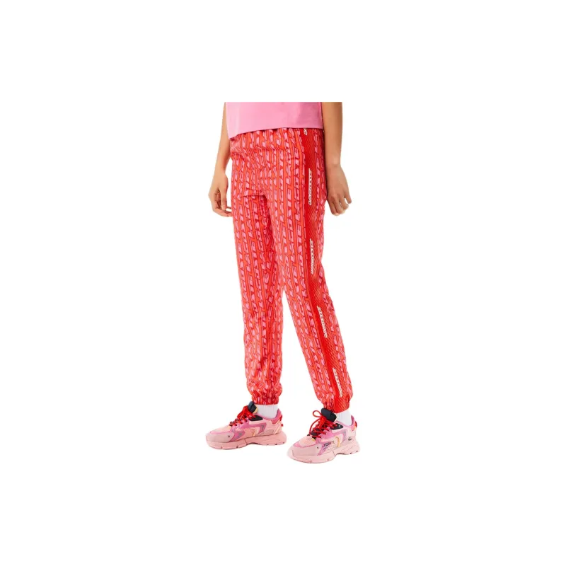 LACOSTE Knitted Sports Pants Women's Orange Red-4