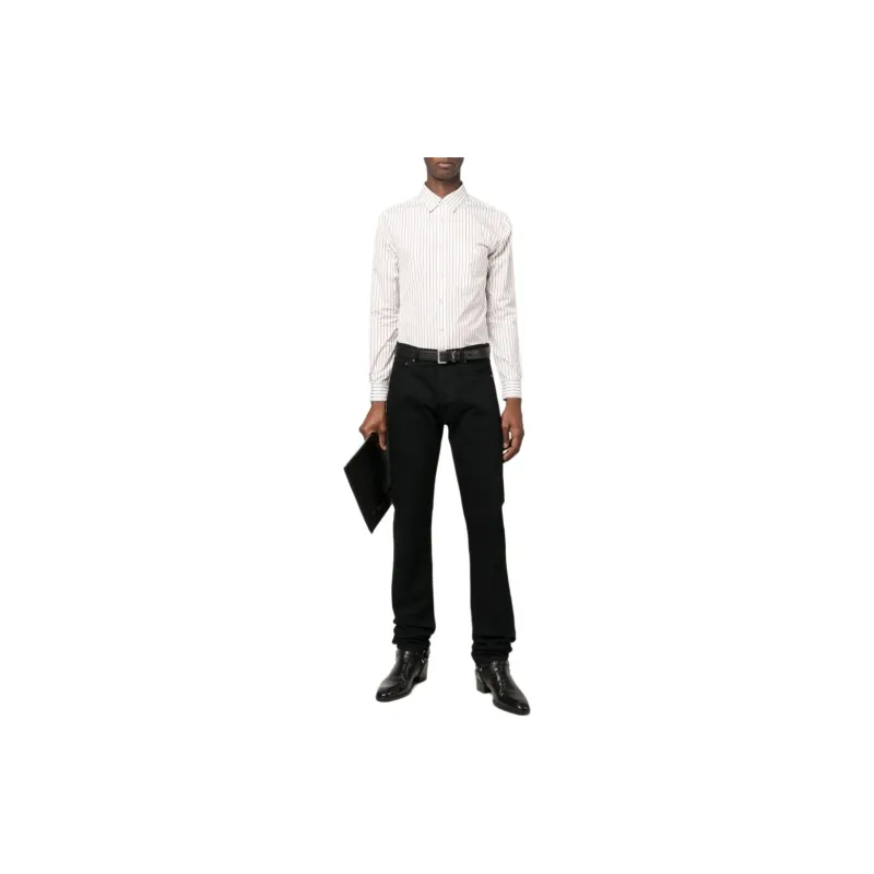 SAINT LAURENT Shirts Men Caramel Ivory-2
