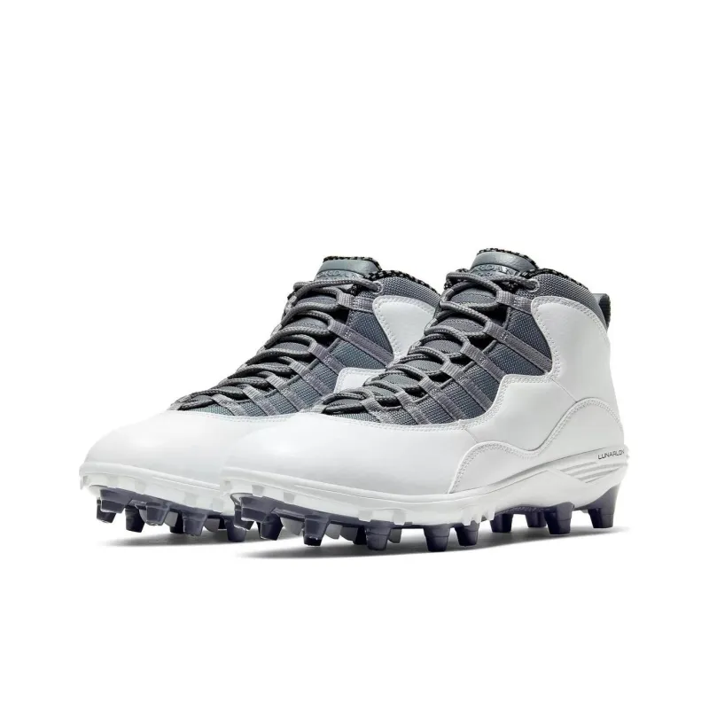 Jordan Air Jordan 10 Anti-Slip Wear-Resistant Soccer Shoes Men's White Gray-2