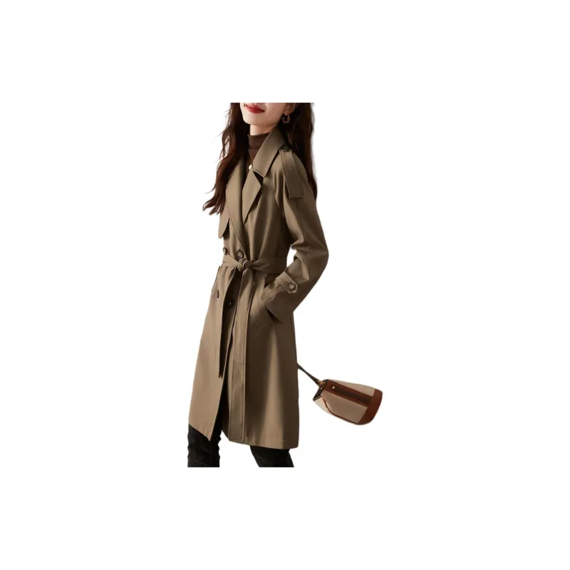 Mo Han Yi Mei Trench Coat Women's Dark Khaki-2