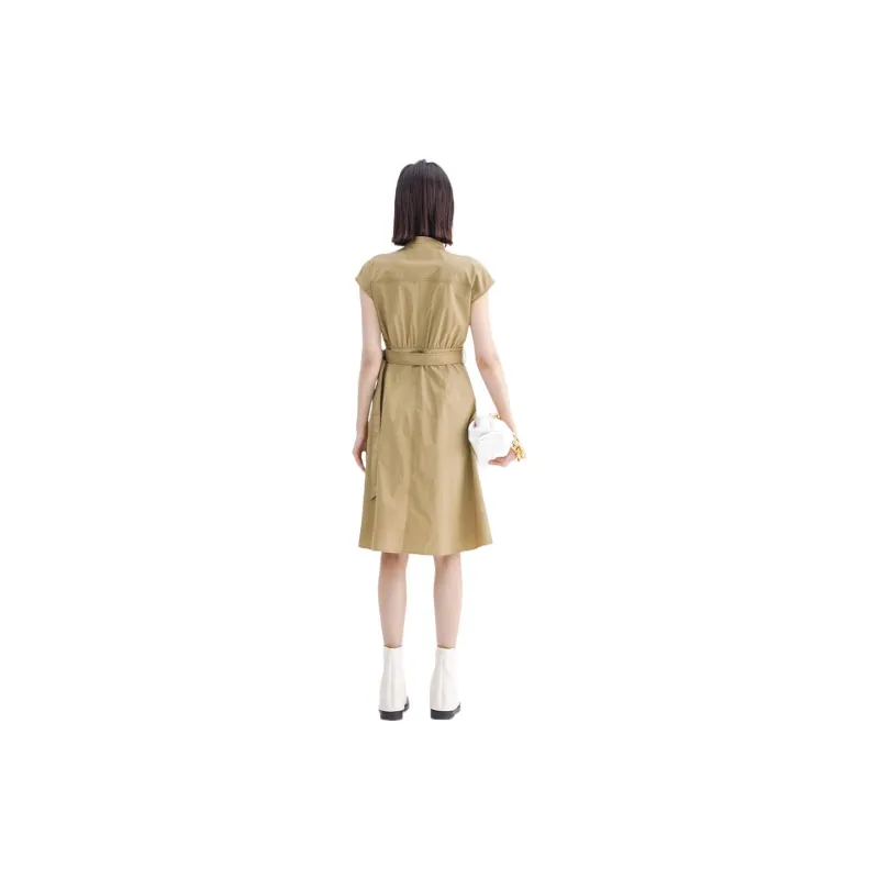 LOFT SHINE A Line Skirt Dress Brown-2