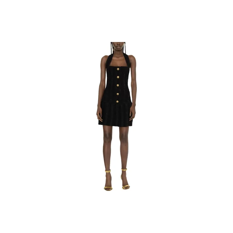 BALMAIN Tweed Halterneck Mini Dress-1