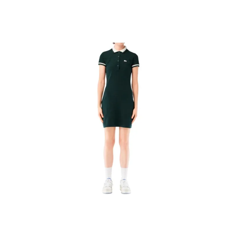 LACOSTE Short Sleeved Dresses Women's Green-3