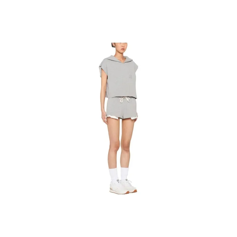 MIU MIU Layered detail Cotton Shorts-1