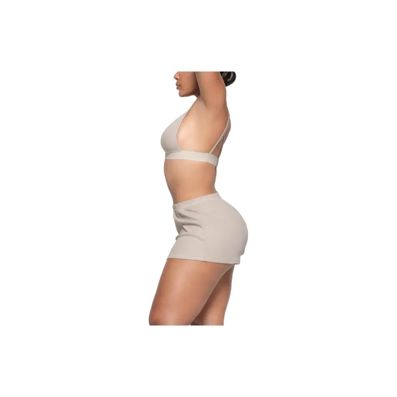 SKIMS COTTON RIB SHORT SHORT Casual Shorts Women's STONE/Stone Color-2