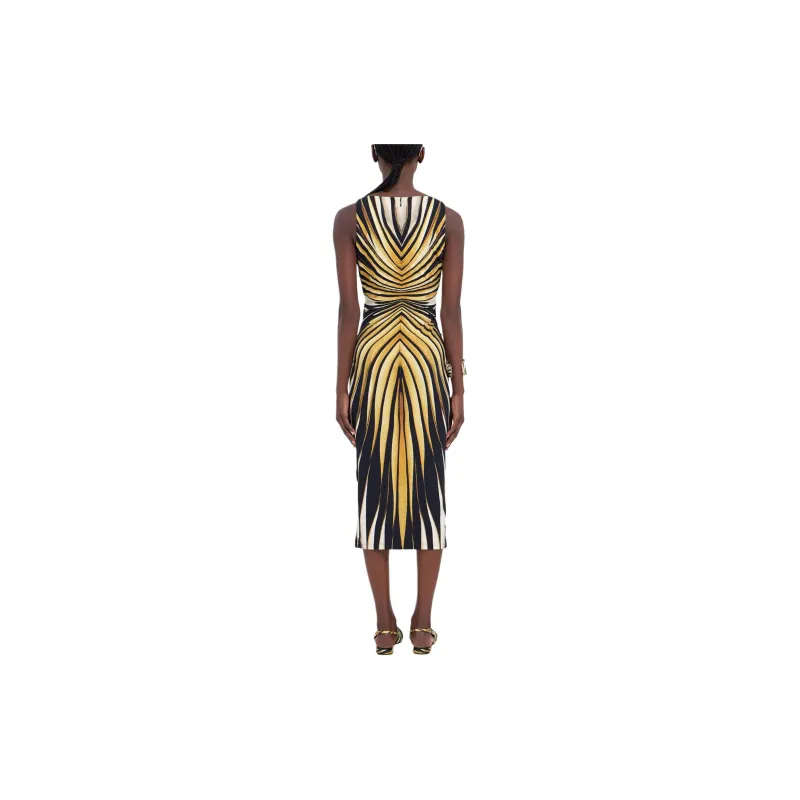 Roberto Cavalli Ray Of Gold Print Midi Dress-1