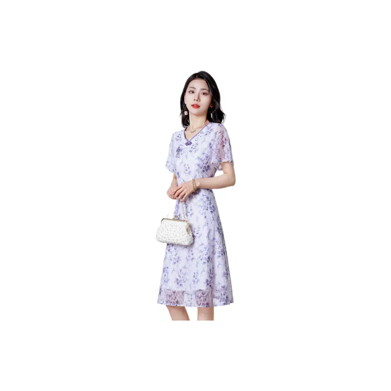 Mylan Short Sleeved Dresses Women's Purple-3