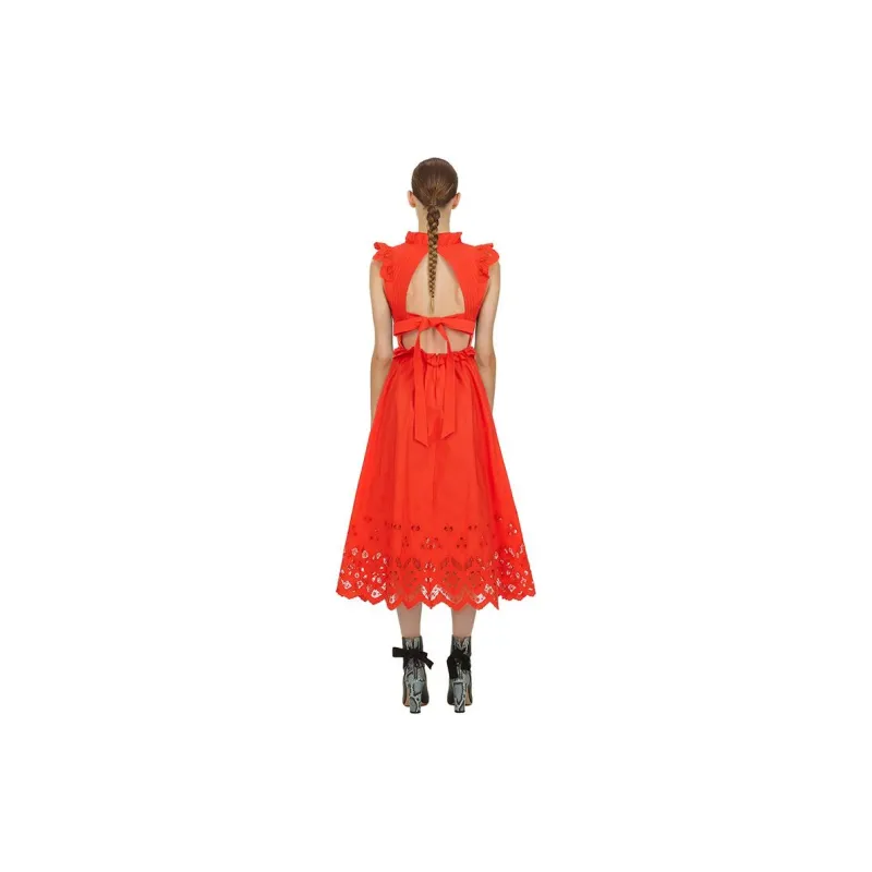 Self-portrait Sleeveless Dress Women's Pumpkin Orange-2