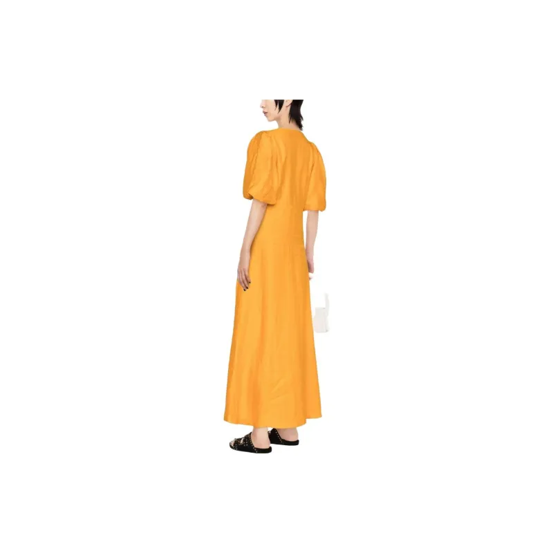 Sandro Short Sleeved Dresses Women's Honey Citrus Orange-1