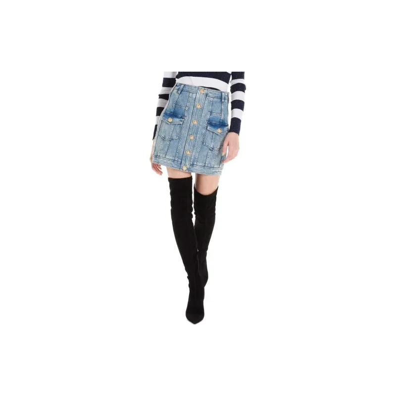 BALMAIN Denim Short Skirts Women's Blue-3