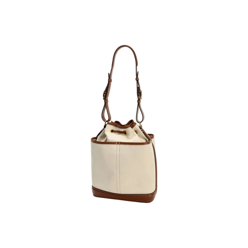 ZARA Polyester Bucket Bags Shoulder Bags Large Size Women's Dark Brown Yellow-1