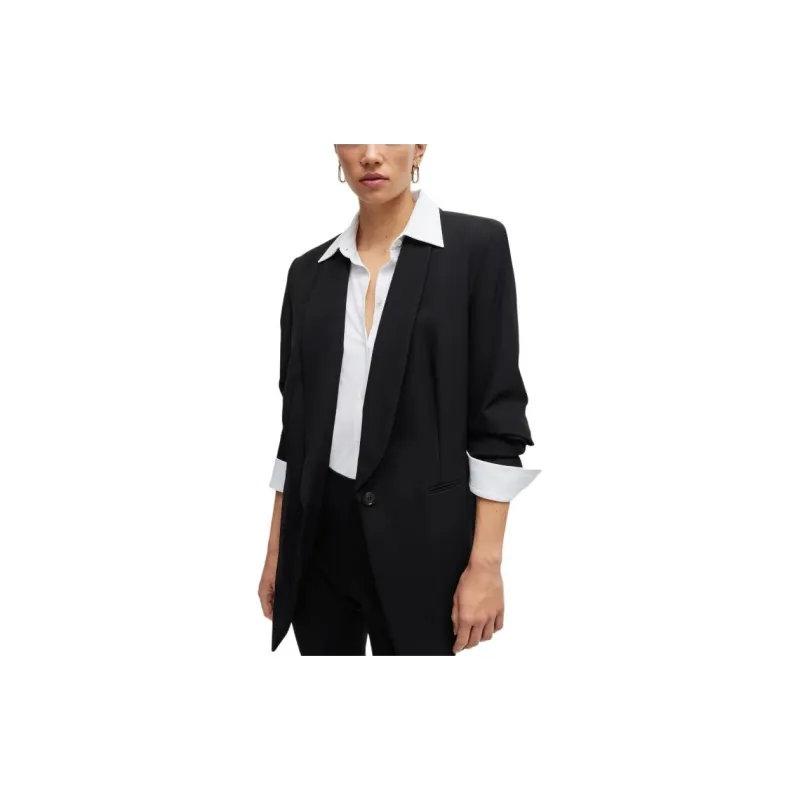 HUGO BOSS Extra-Slim-Fit Blouse In Italian Performance-Stretch Dobby Shirt Women's White-2
