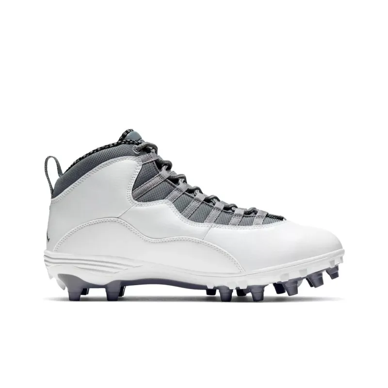 Jordan Air Jordan 10 Anti-Slip Wear-Resistant Soccer Shoes Men's White Gray-1