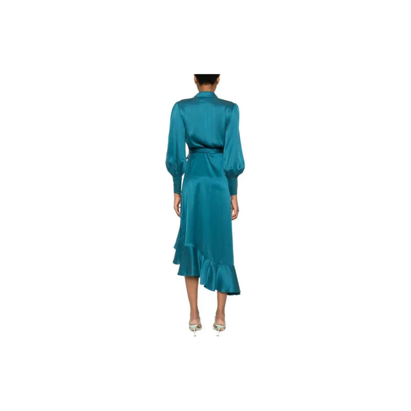 Zimmermann Asymmetric Ruffled Midi Wrap Dress-1