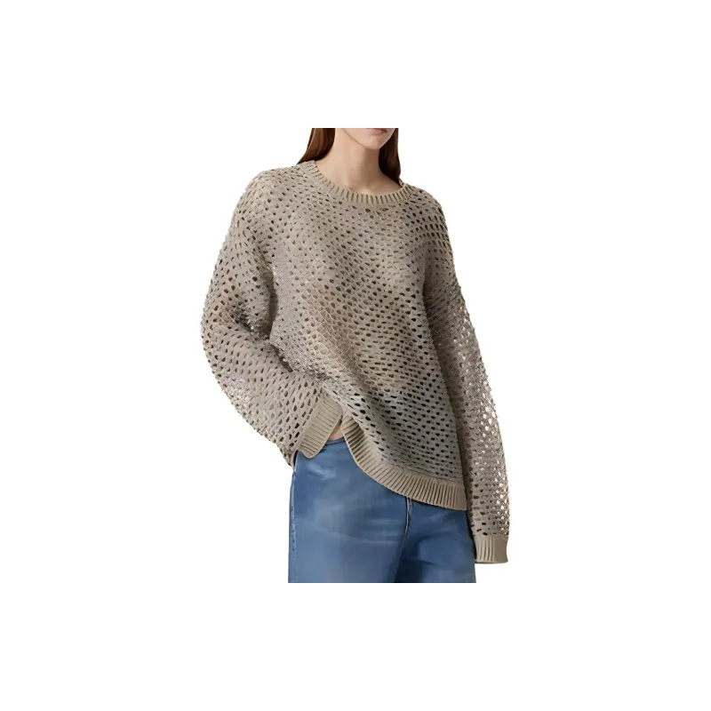 Valentino Open Knit Straight Hem Crewneck Jumper-3